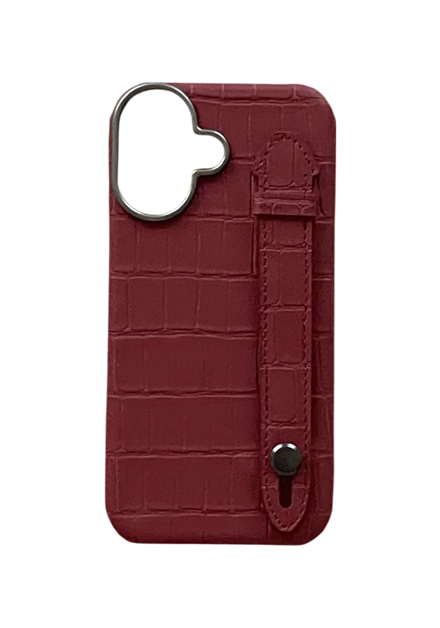 Maroon Embossed Crocodile Leather Strap Case