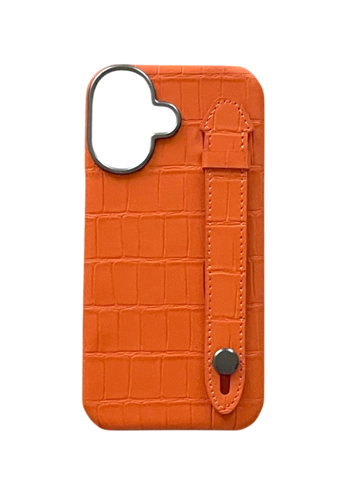 Orange Embossed Crocodile Leather Strap Case