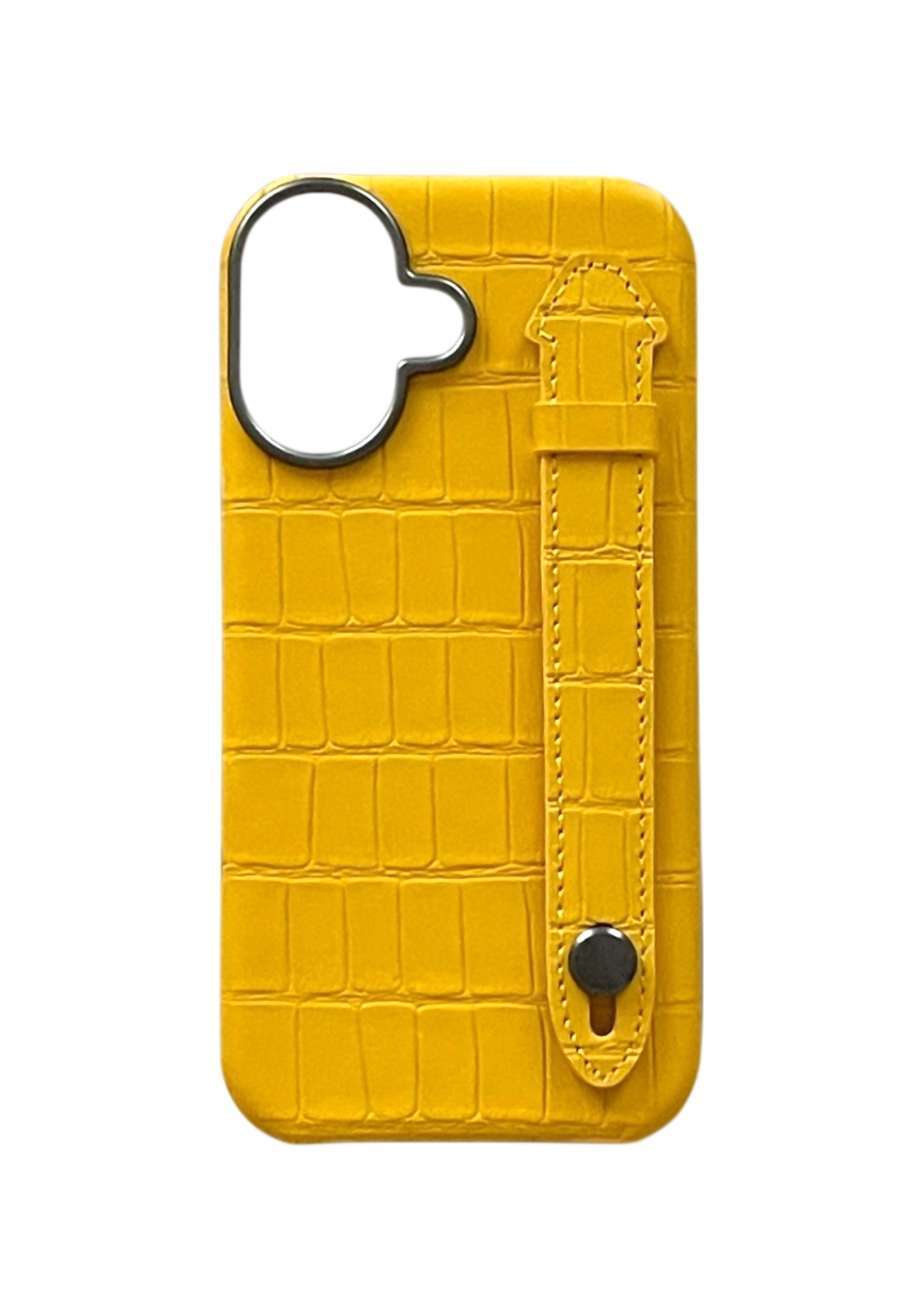 Yellow Embossed Crocodile Leather Strap Case
