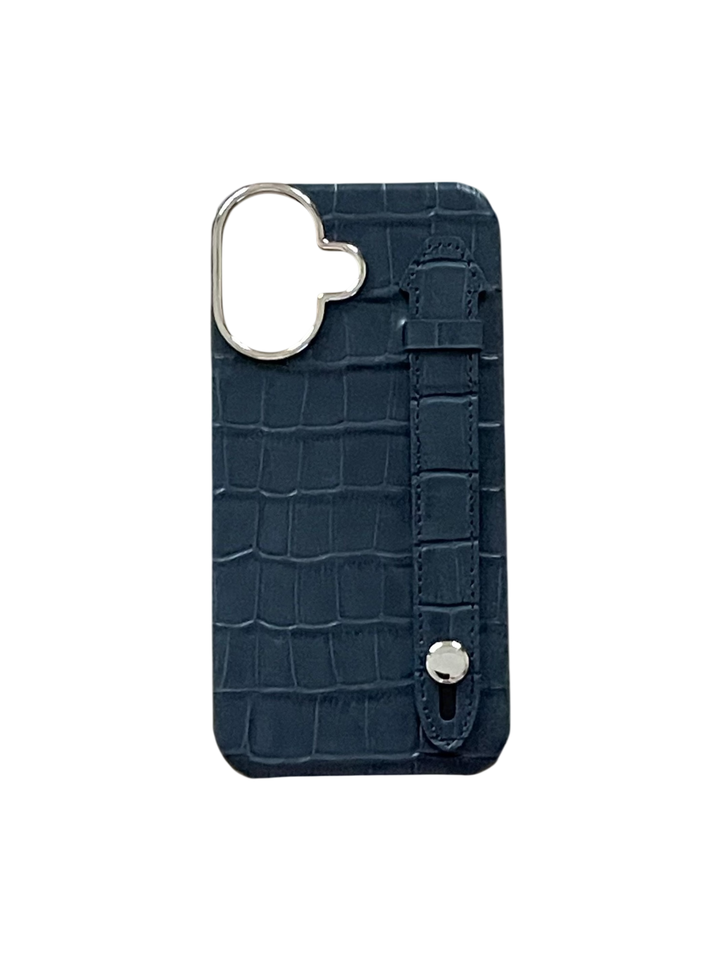 Dark Navy Embossed Crocodile Leather Strap Case