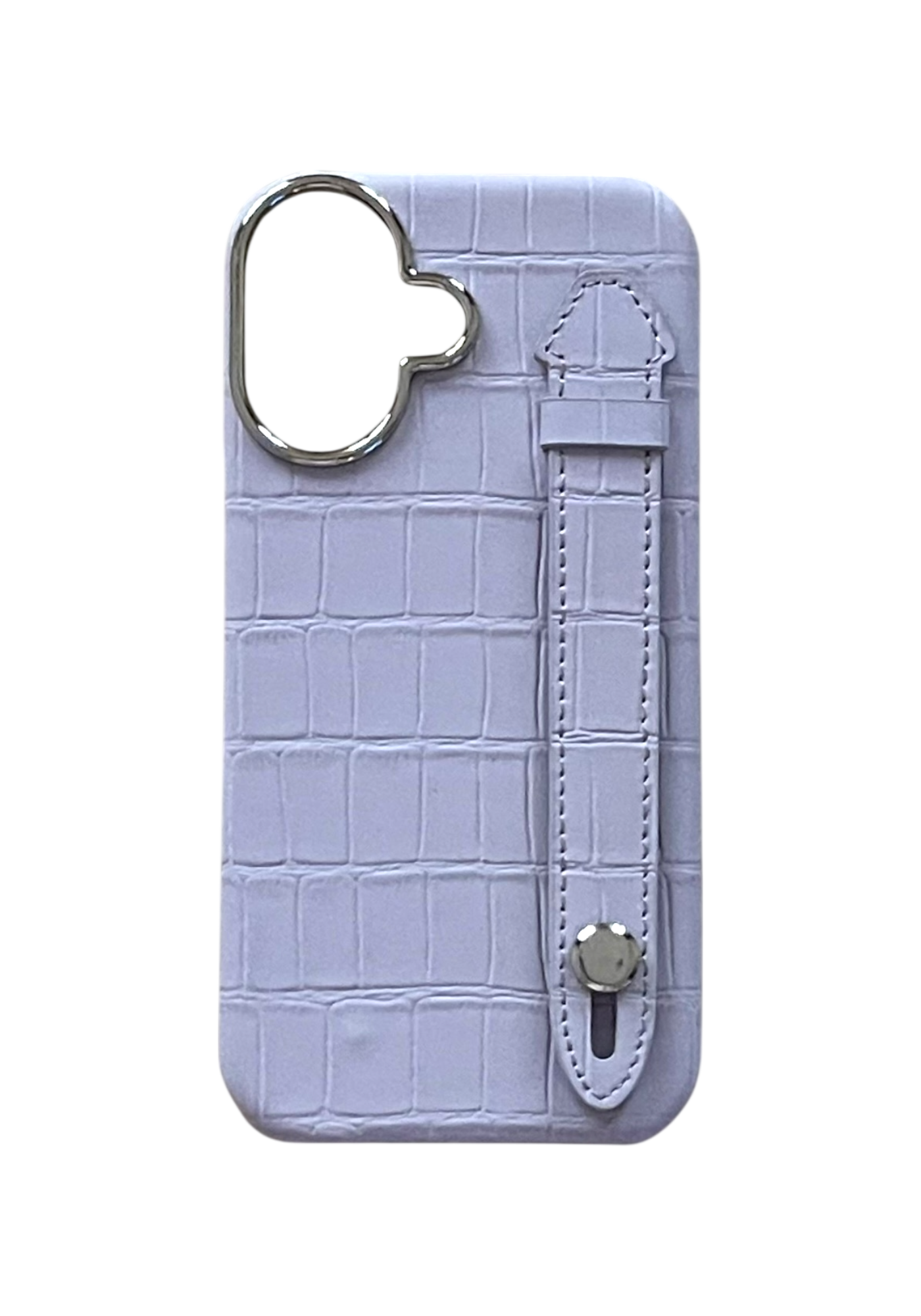Lilac Embossed Crocodile Leather Strap Case