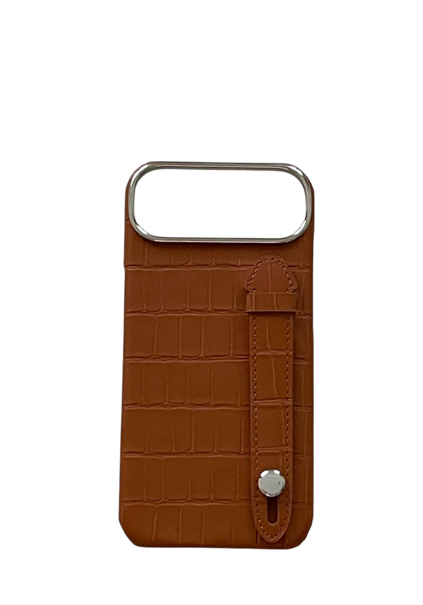 Brown Embossed Crocodile Leather Strap Case