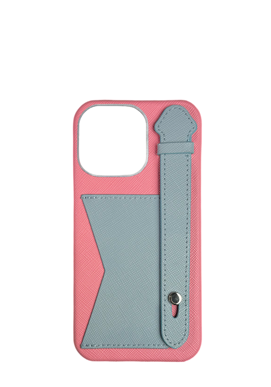 Pink / Light Gray Strap And Pocket Case