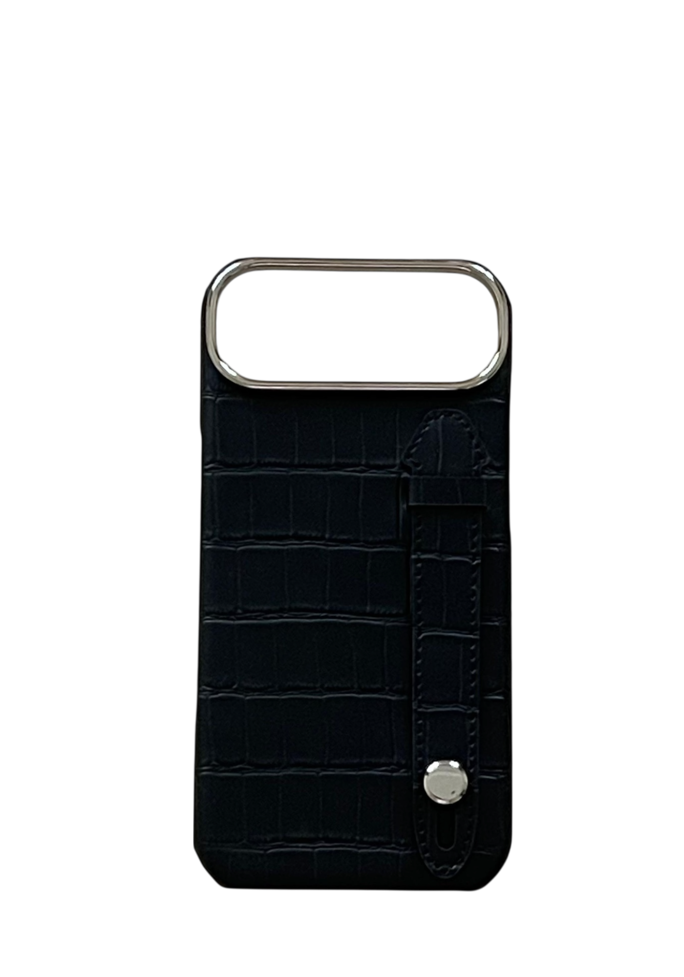 Black Embossed Crocodile Leather Strap Case