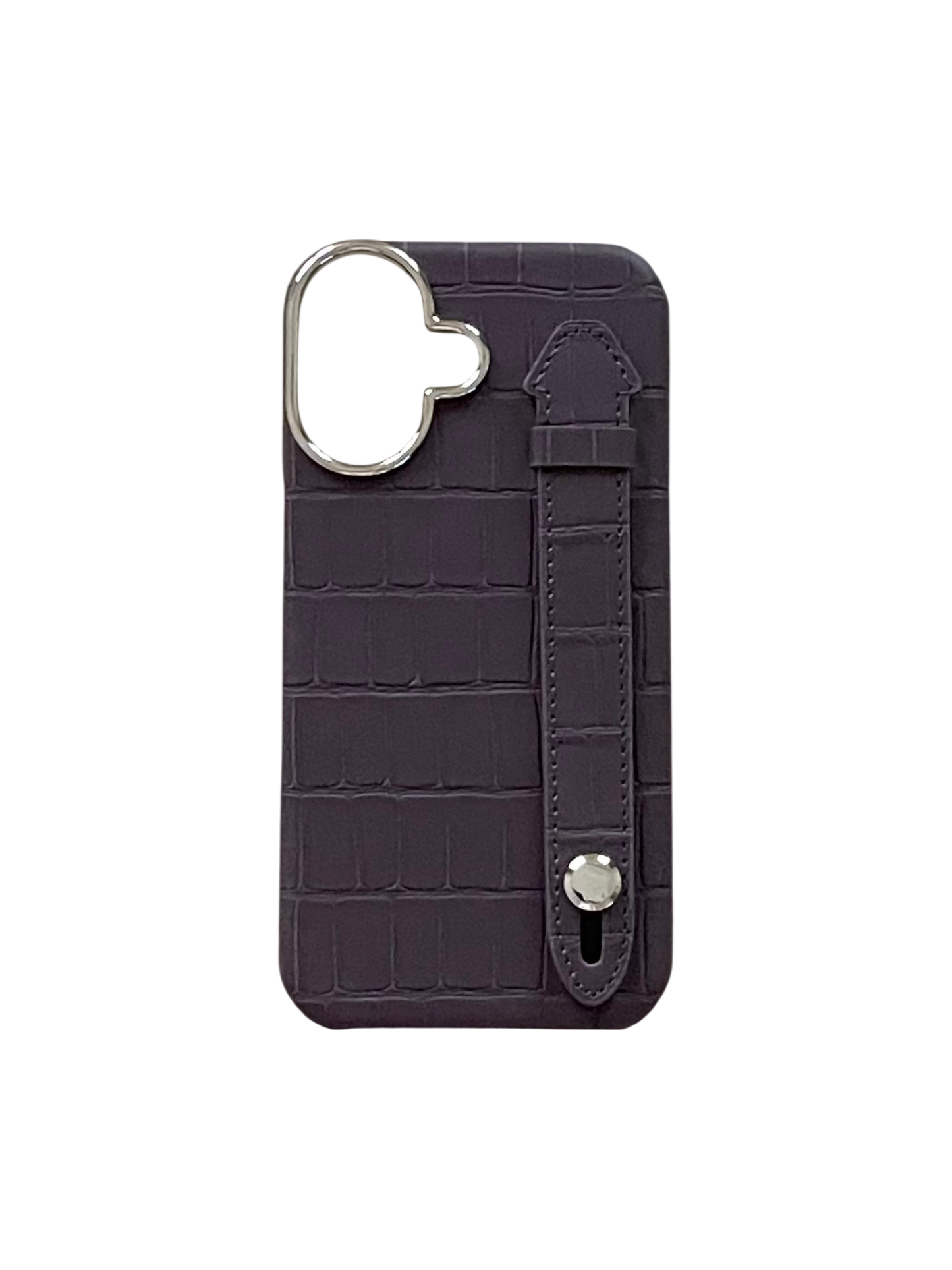 Dark Purple Embossed Crocodile Leather Strap Case