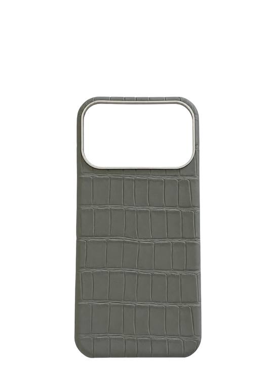Gray Embossed Crocodile Strapless Case