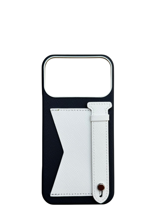 Black / White Strap And Pocket Case