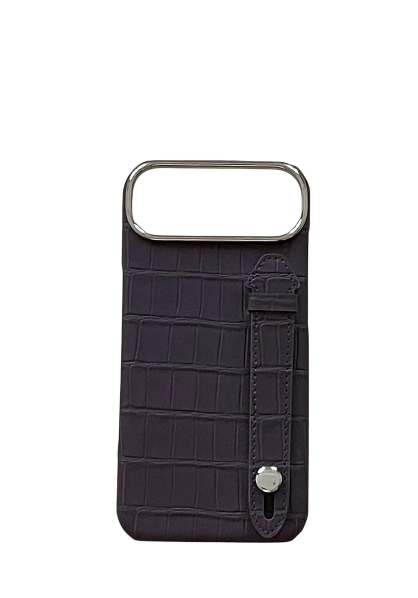 Dark Purple Embossed Crocodile Leather Strap Case