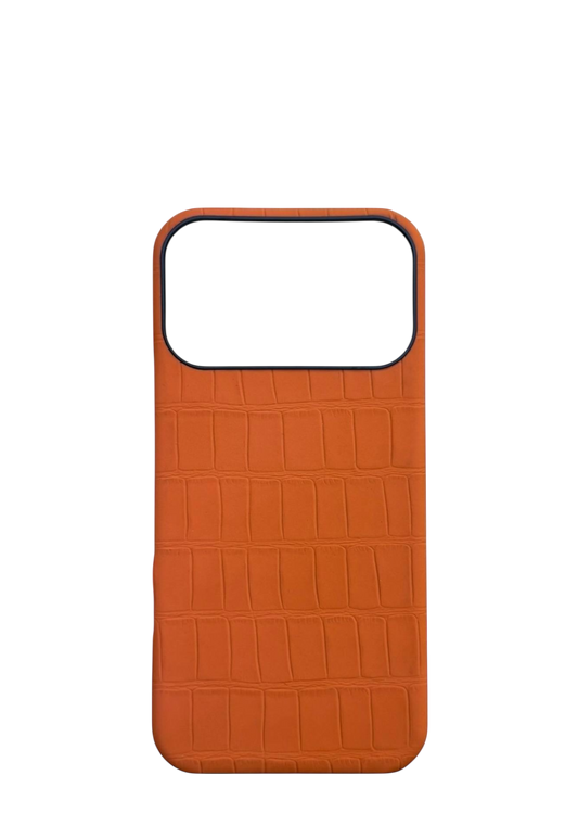 Orange Embossed Crocodile Strapless Case
