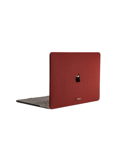 Maroon Embossed Crocodile Macbook Case