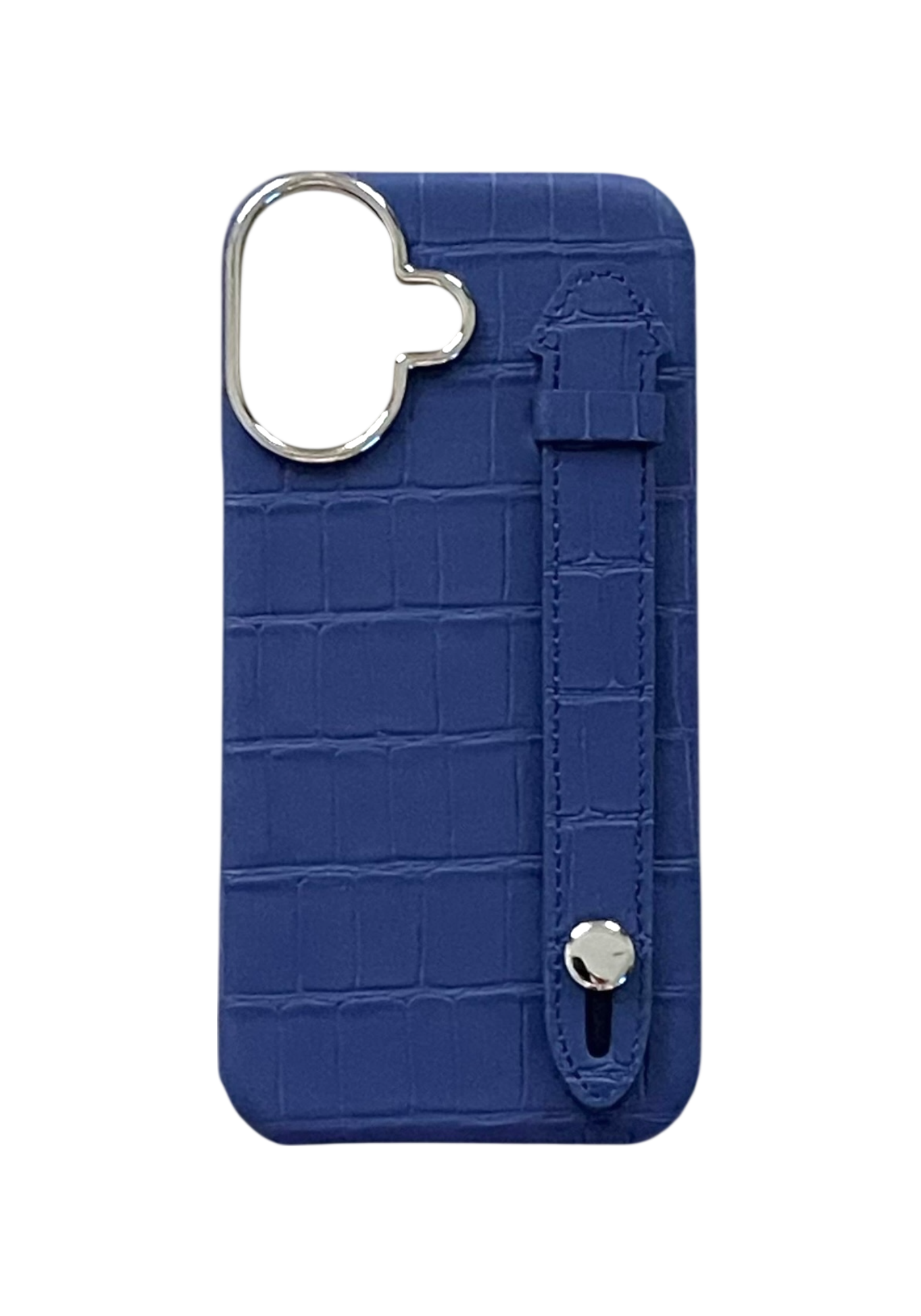 Royal Blue Embossed Crocodile Leather Strap Case