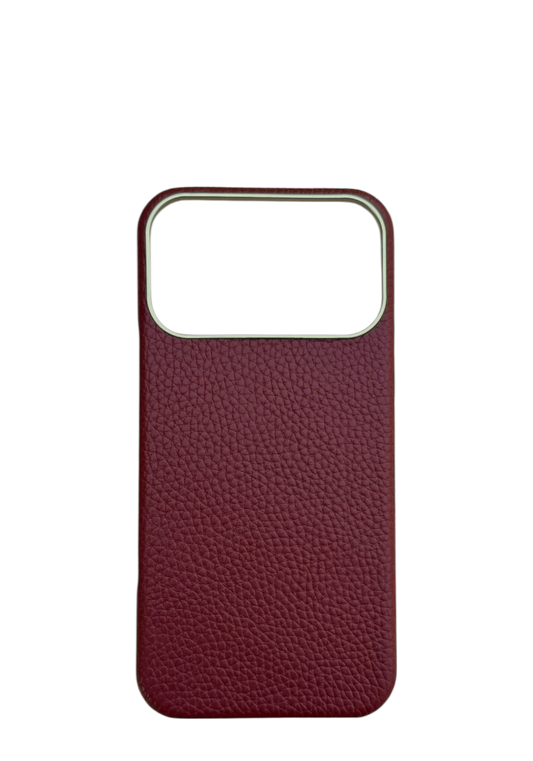 Maroon Togo leather Strapless Case