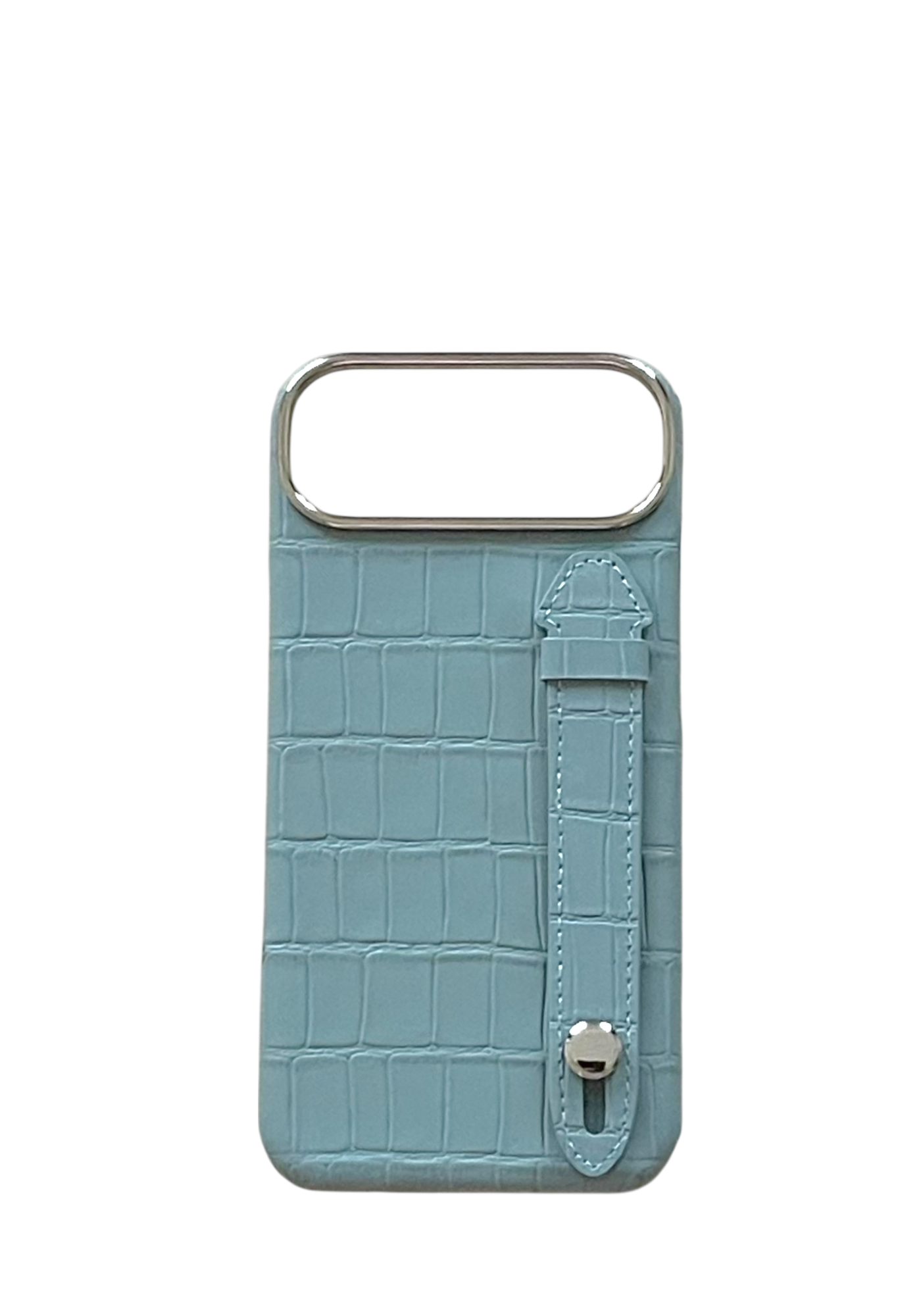 Sky Blue Embossed Crocodile Leather Strap Case