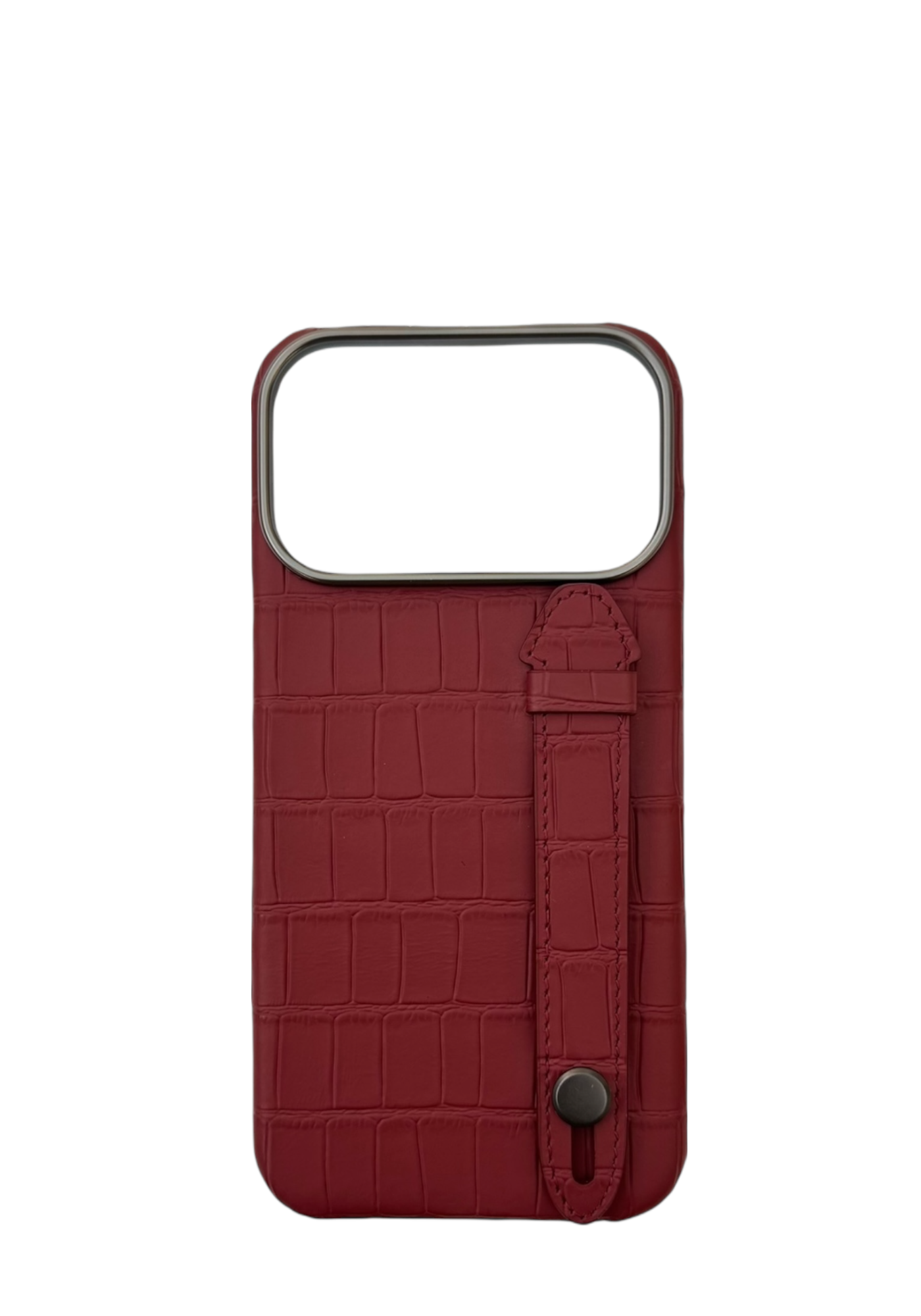 Maroon Embossed Crocodile Leather Strap Case