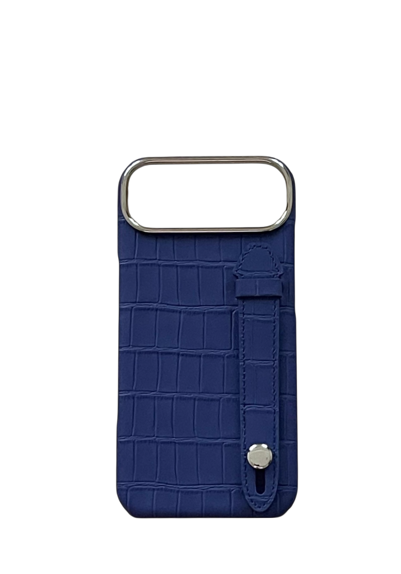 Royal Blue Embossed Crocodile Leather Strap Case