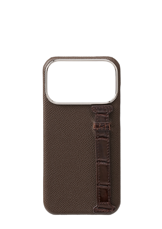 Dark Brown Genuine Crocodile Strap Case