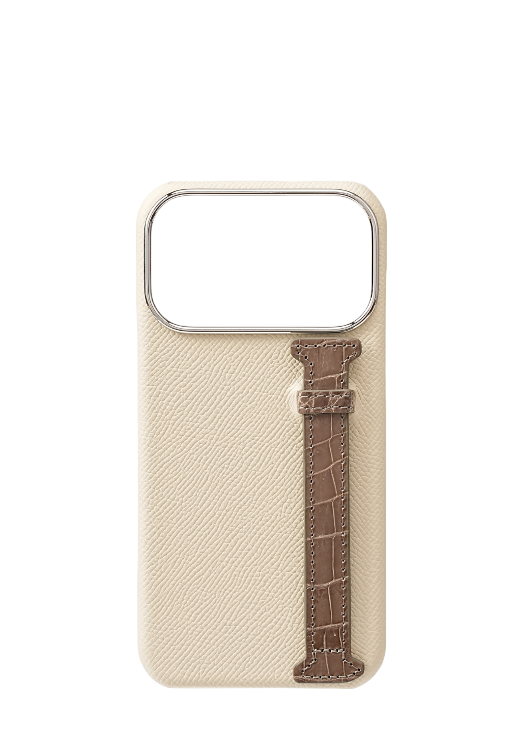 Creamy Taupe Genuine Crocodile Strap Case