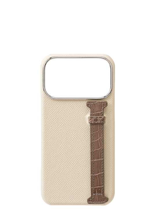 Creamy Taupe Genuine Crocodile Strap Case