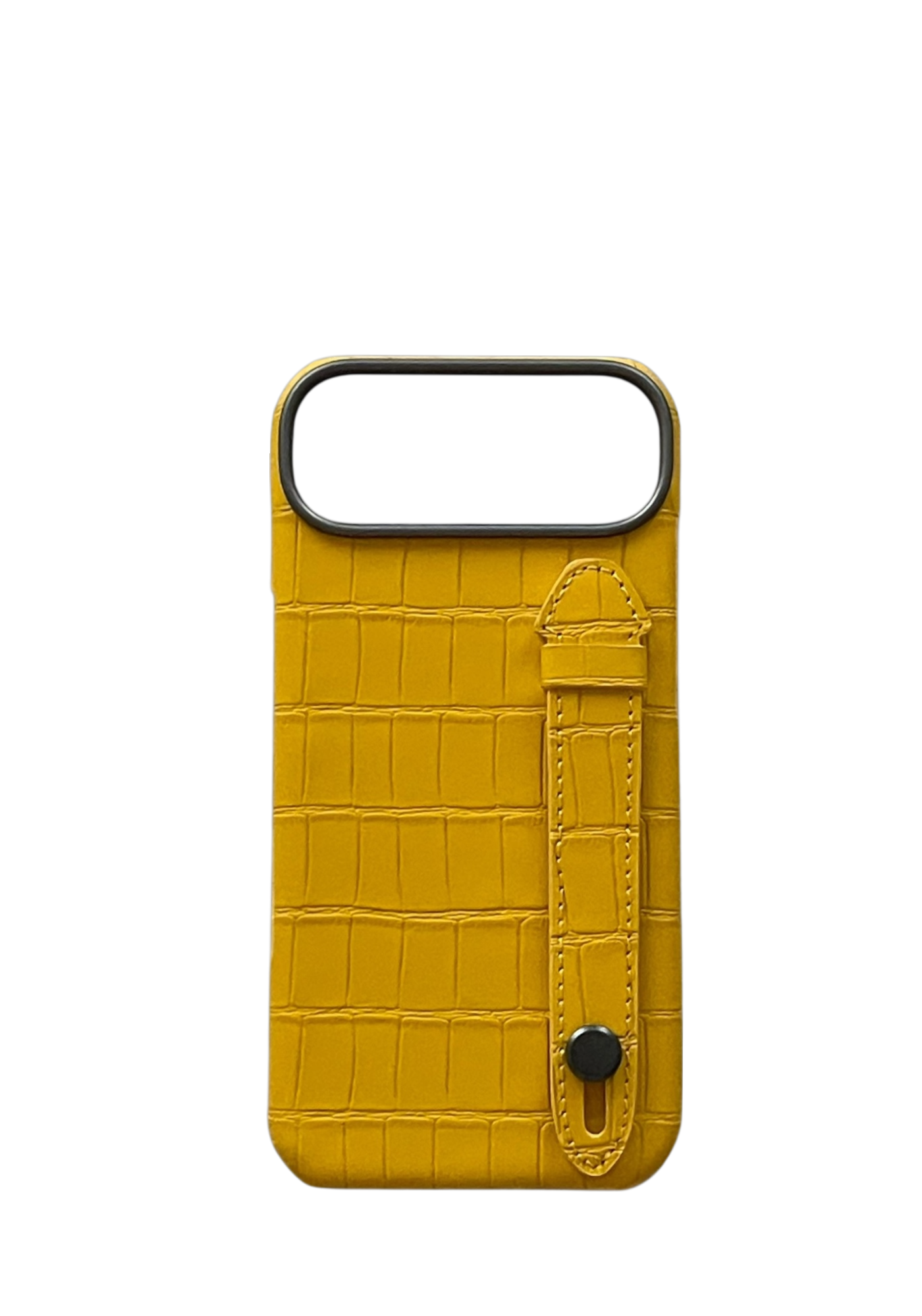 Yellow Embossed Crocodile Leather Strap Case