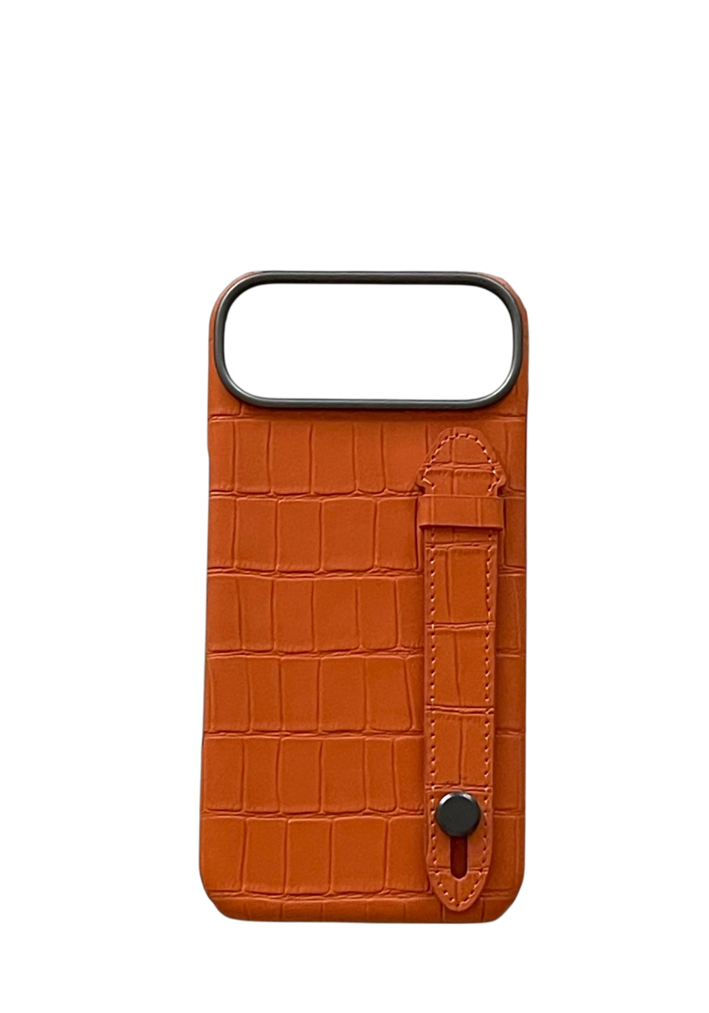 Orange Embossed Crocodile Leather Strap Case