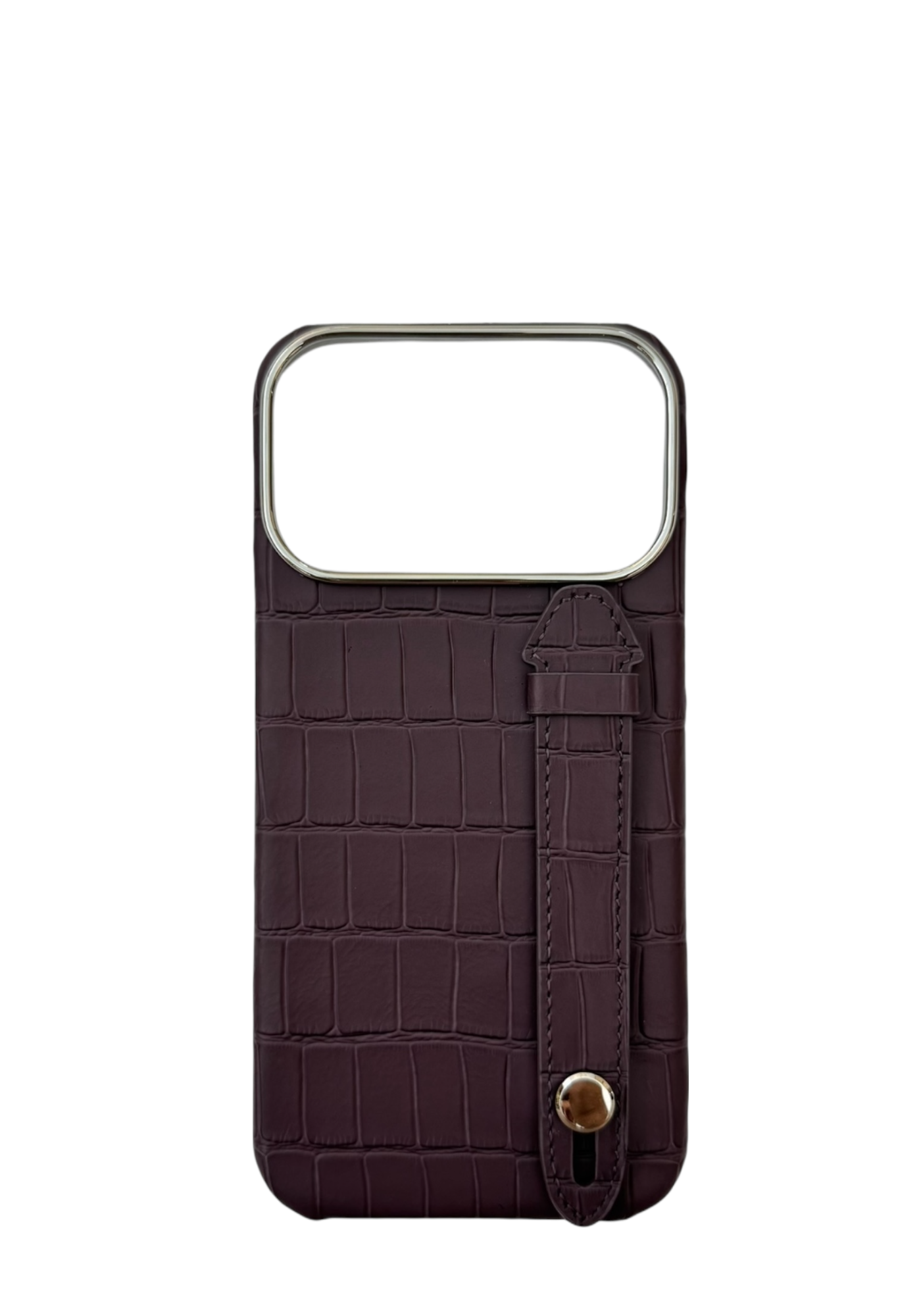Dark Purple Embossed Crocodile Leather Strap Case