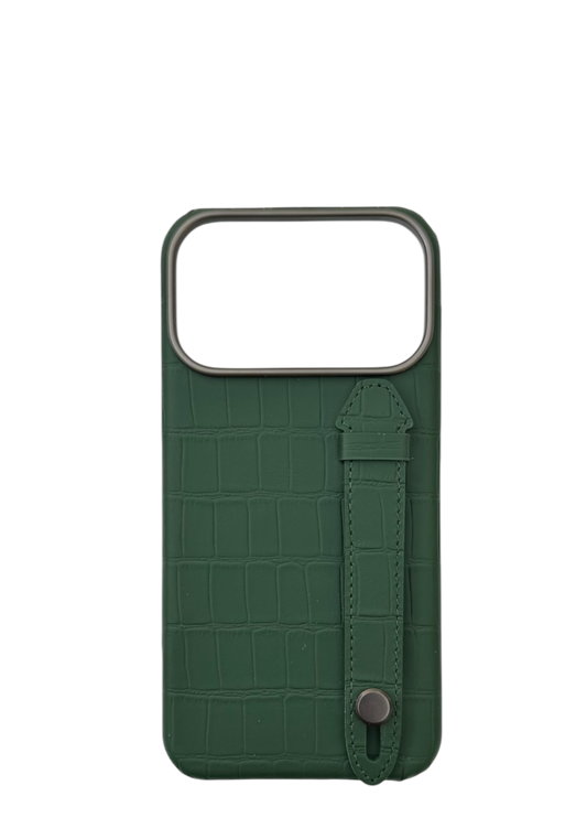 Green Embossed Crocodile Leather Strap Case