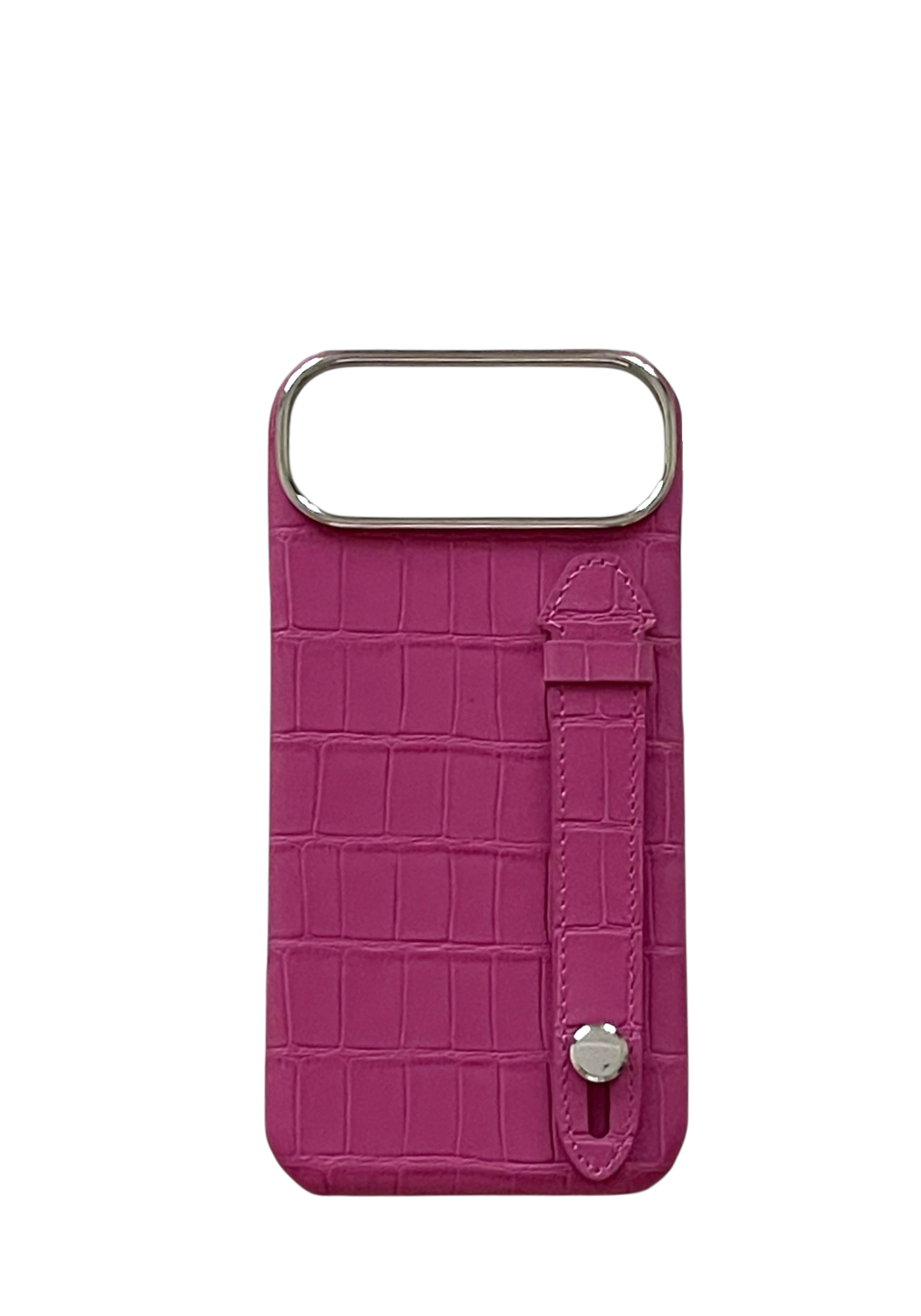 Fuchsia Embossed Crocodile Leather Strap Case