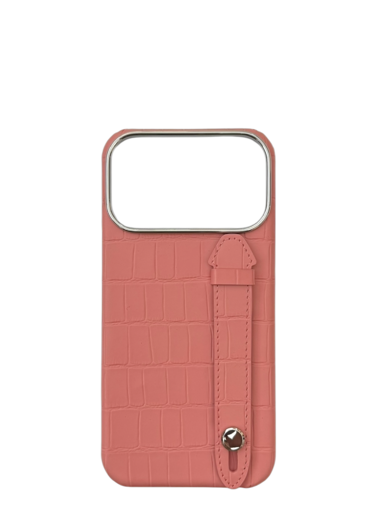 Pink Embossed Crocodile Leather Strap Case