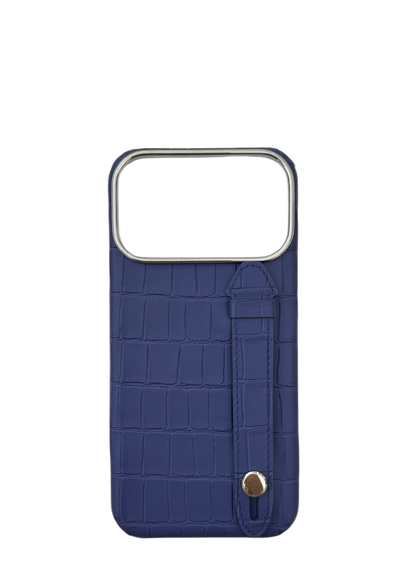 Royal Blue Embossed Crocodile Leather Strap Case