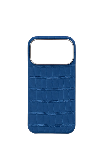 Blue Embossed Crocodile Strapless Case