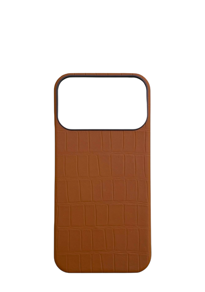 Brown Embossed Crocodile Strapless Case