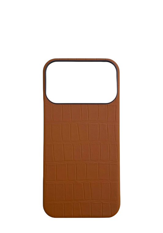 Brown Embossed Crocodile Strapless Case