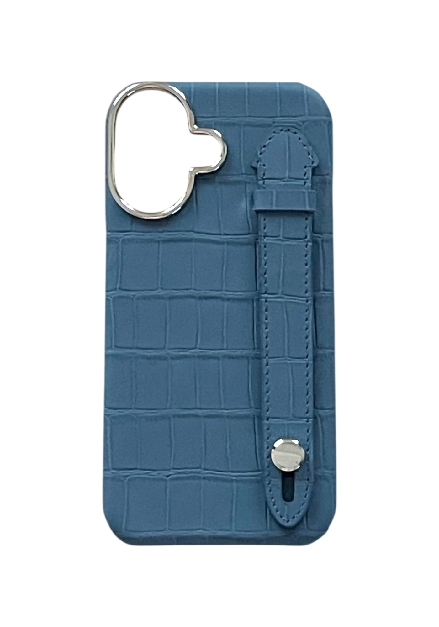 Navy Embossed Crocodile Leather Strap Case