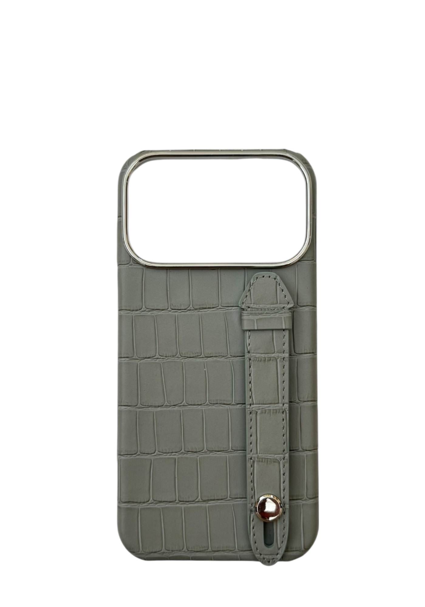 Gray Embossed Crocodile Leather Strap Case