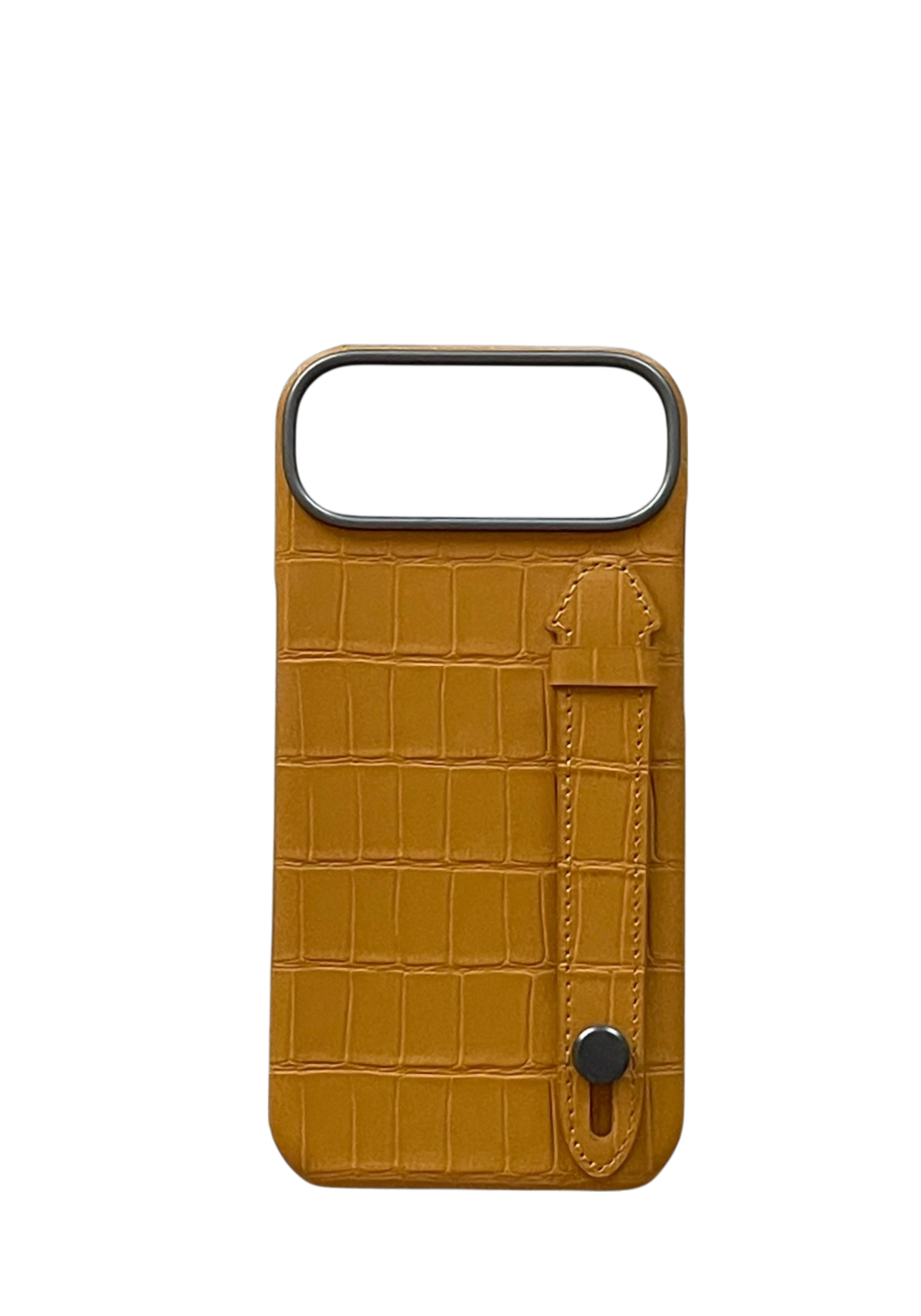 Mustard Embossed Crocodile Leather Strap Case