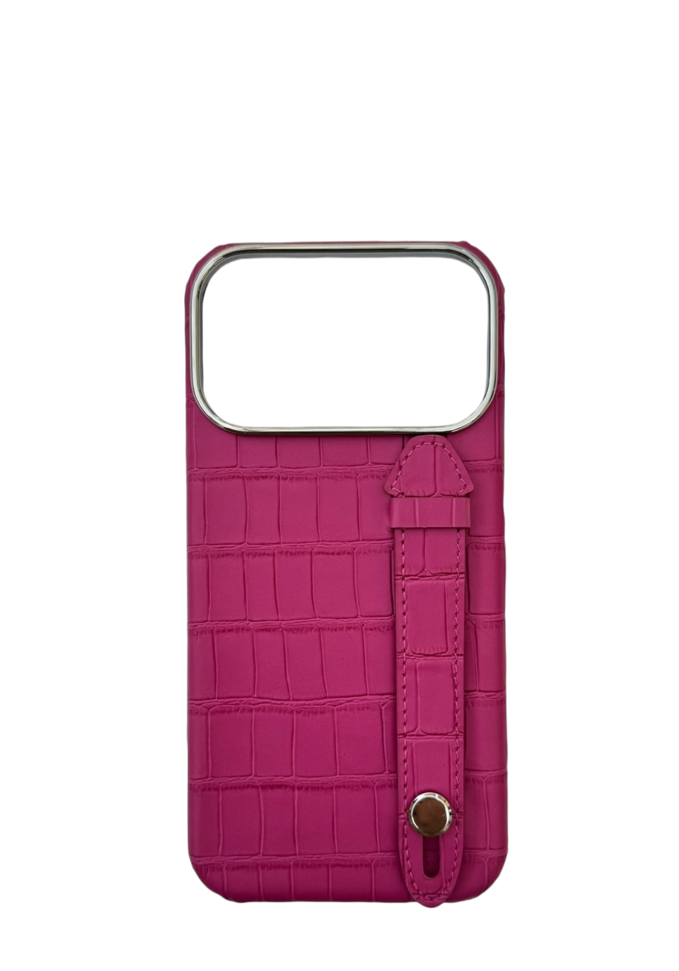 Fuchsia Embossed Crocodile Leather Strap Case