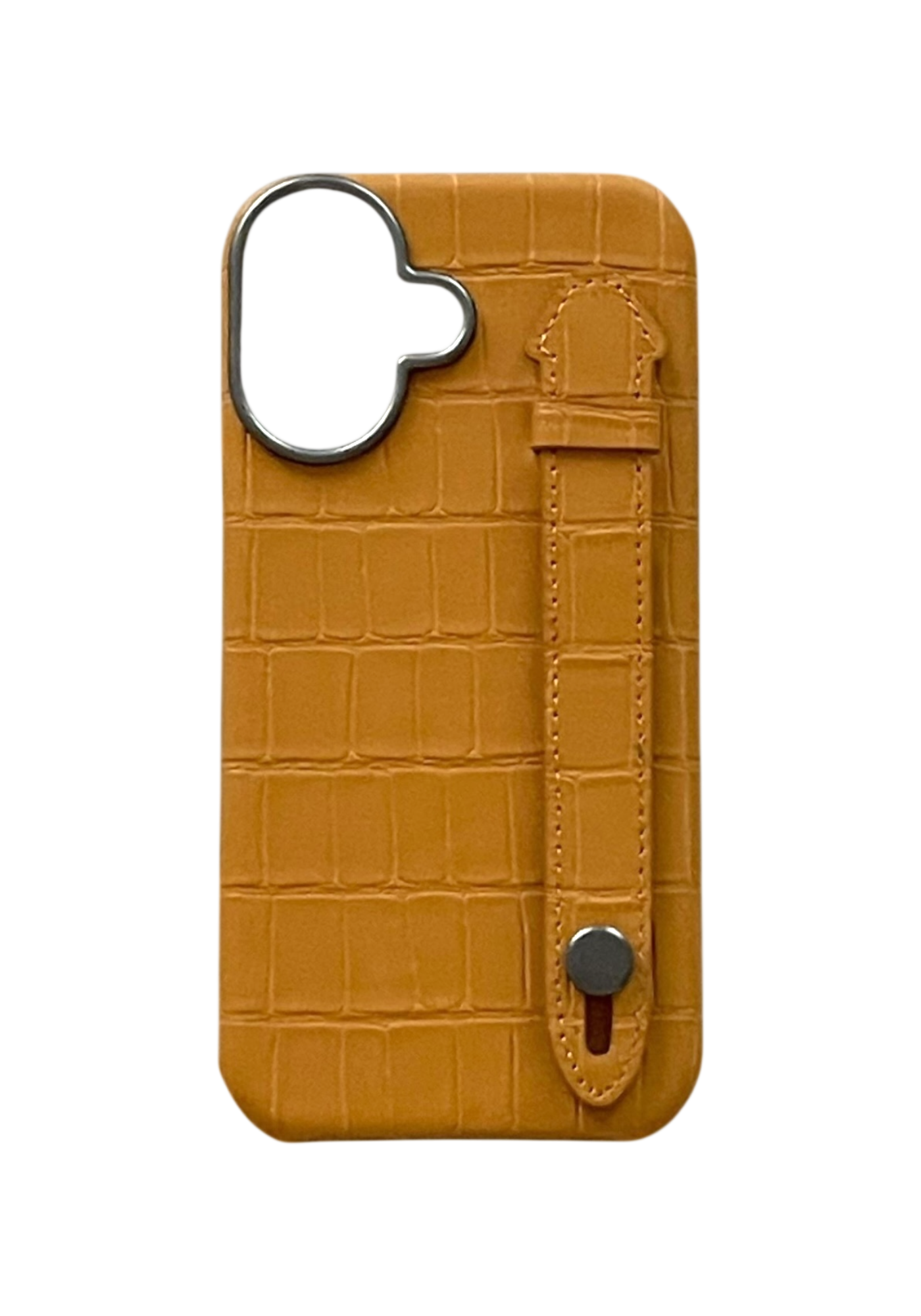 Mustard Embossed Crocodile Leather Strap Case