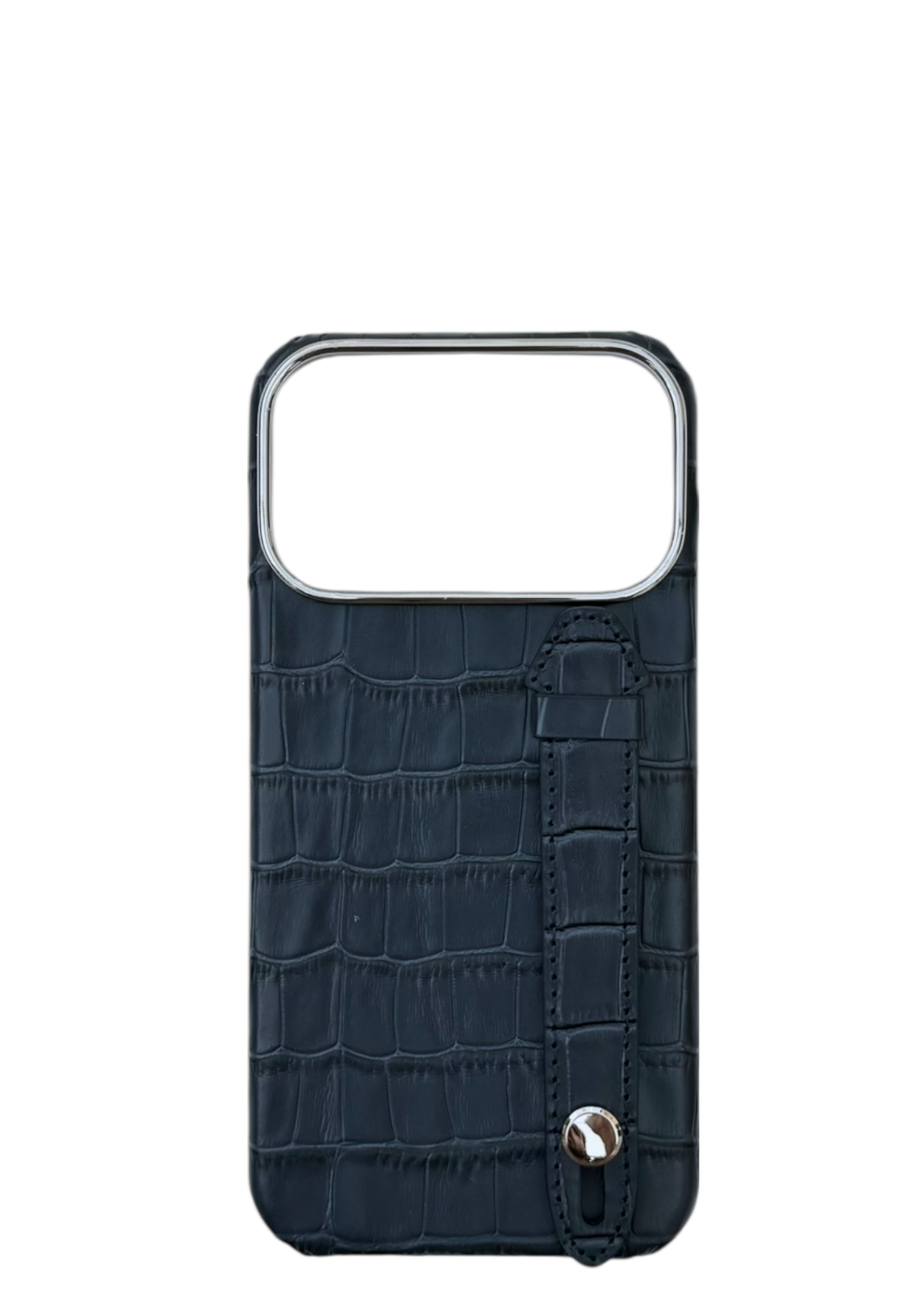 Dark Navy Embossed Crocodile Leather Strap Case