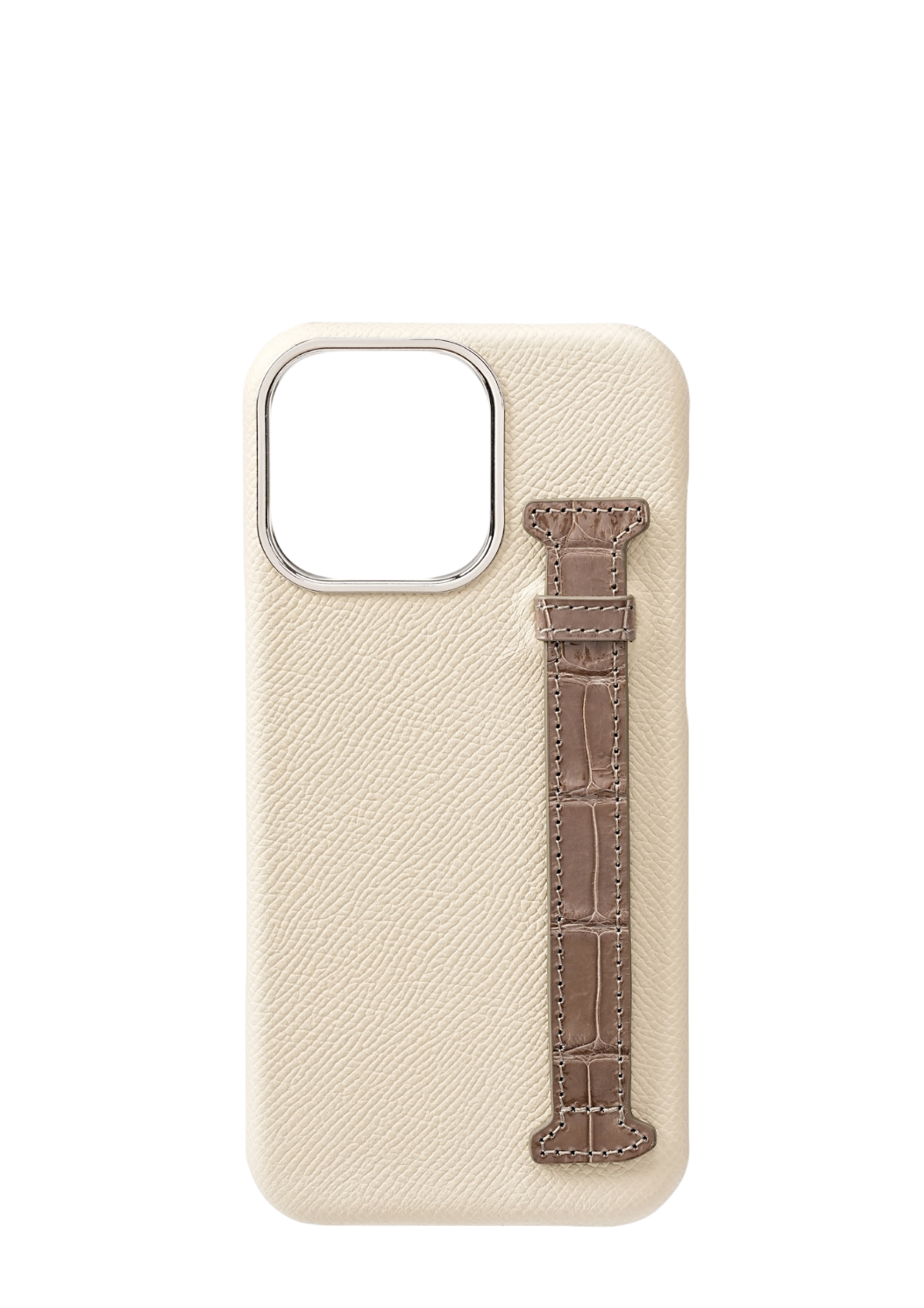 Creamy Taupe Genuine Crocodile Strap Case