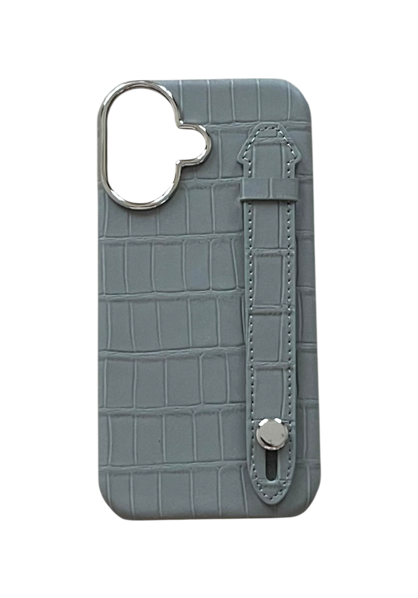 Gray Embossed Crocodile Leather Strap Case