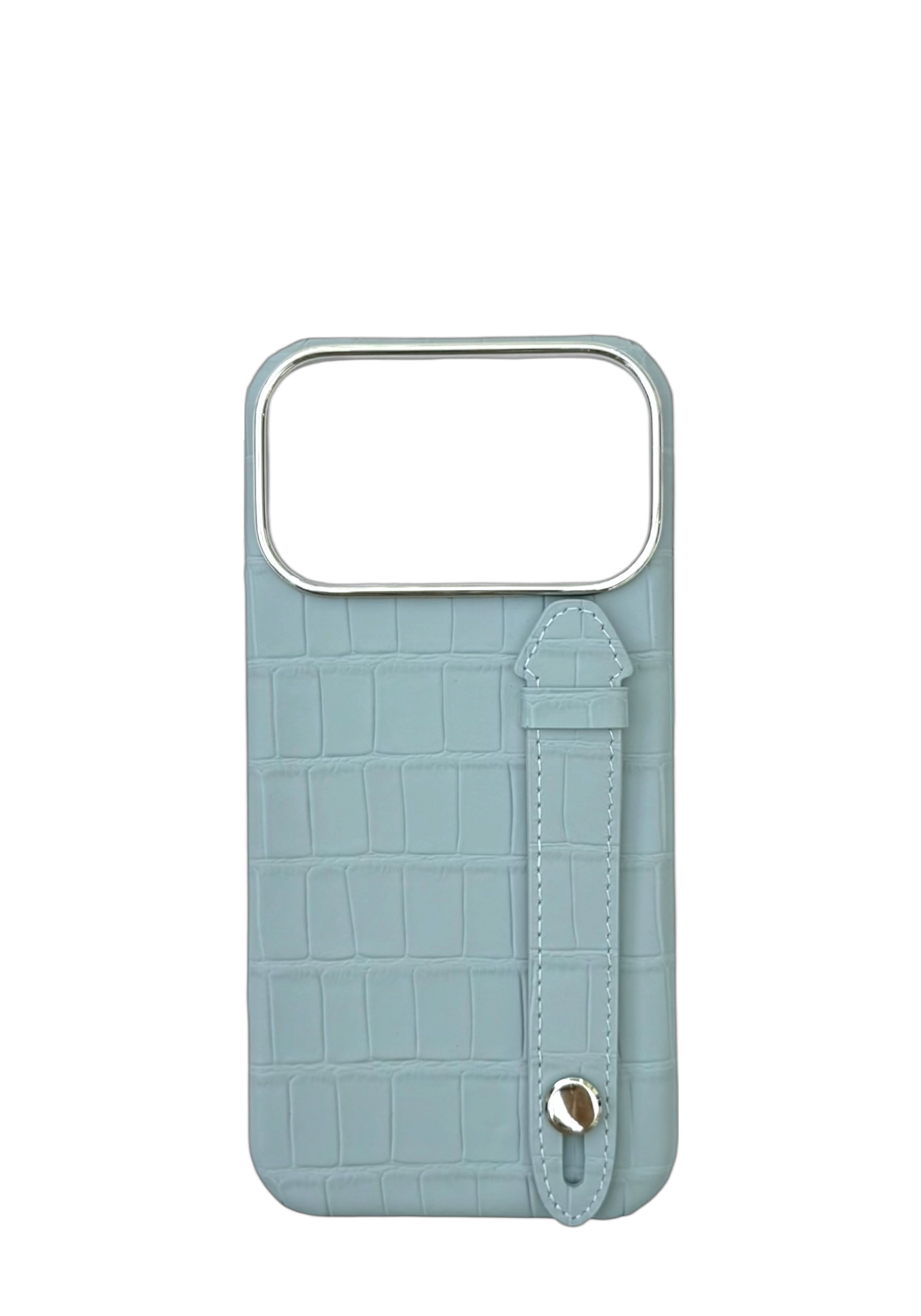 Sky Blue Embossed Crocodile Leather Strap Case