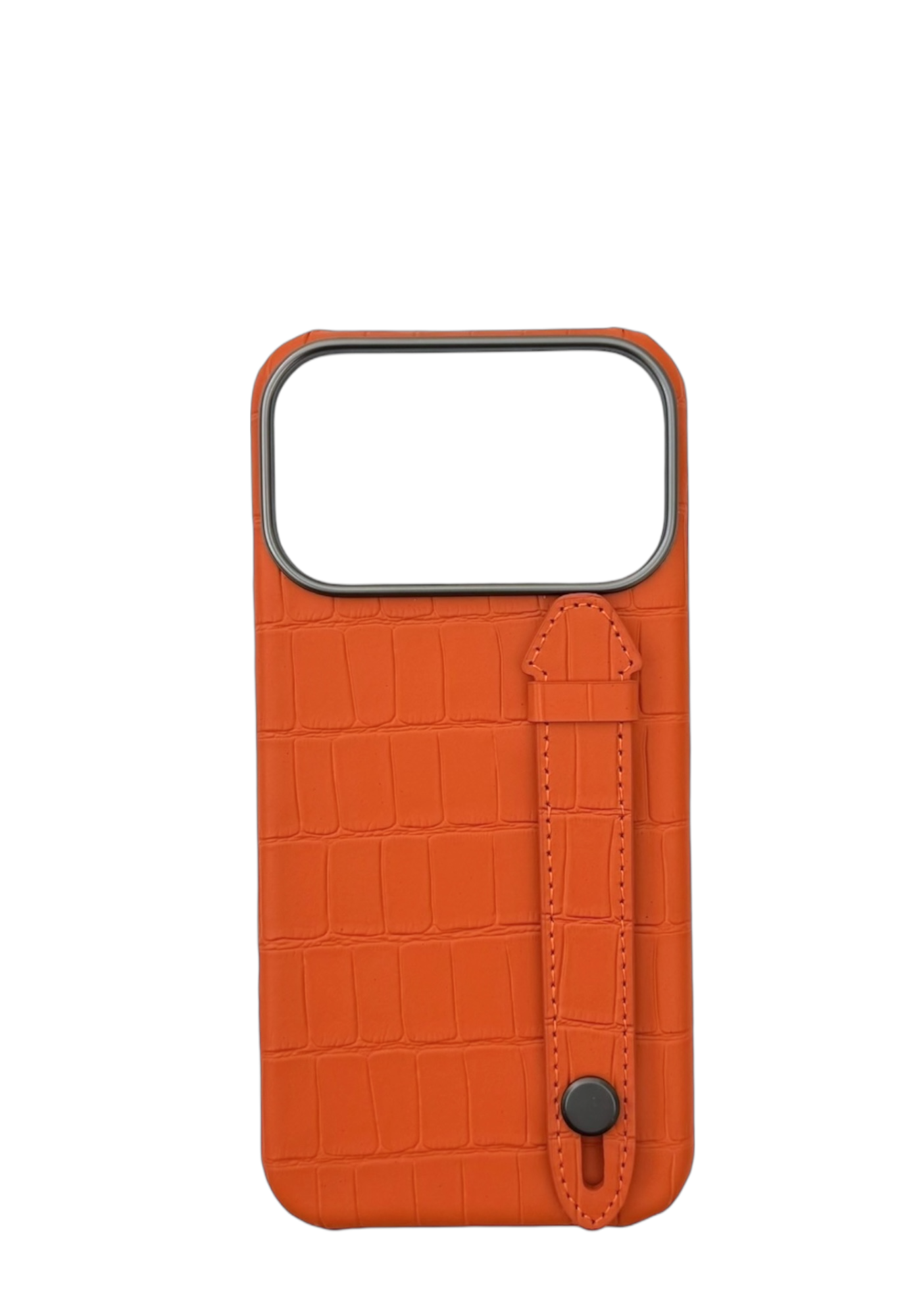 Orange Embossed Crocodile Leather Strap Case