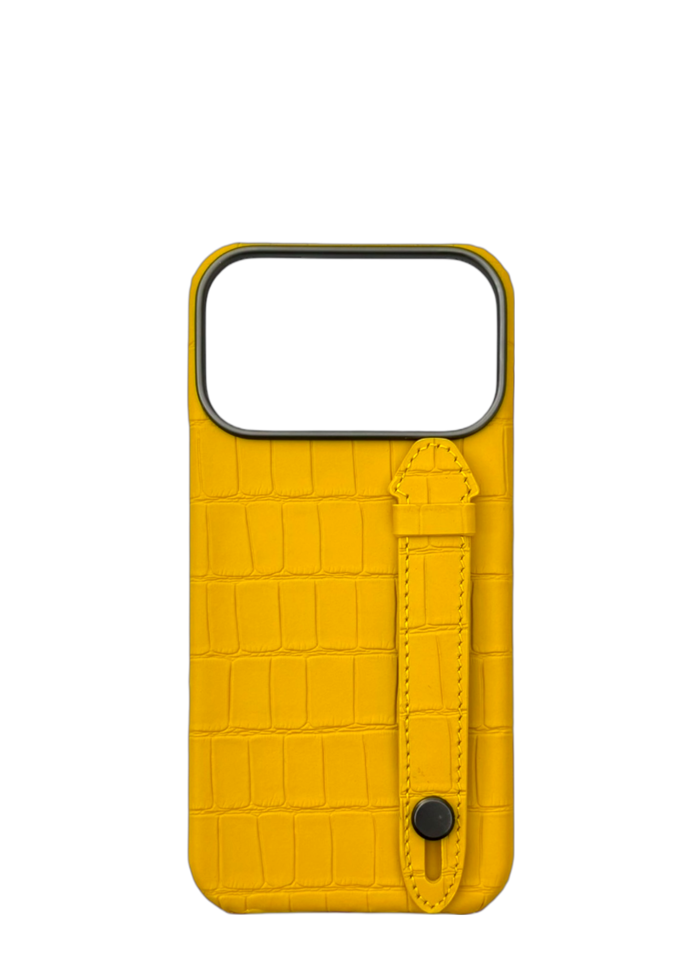 Yellow Embossed Crocodile Leather Strap Case
