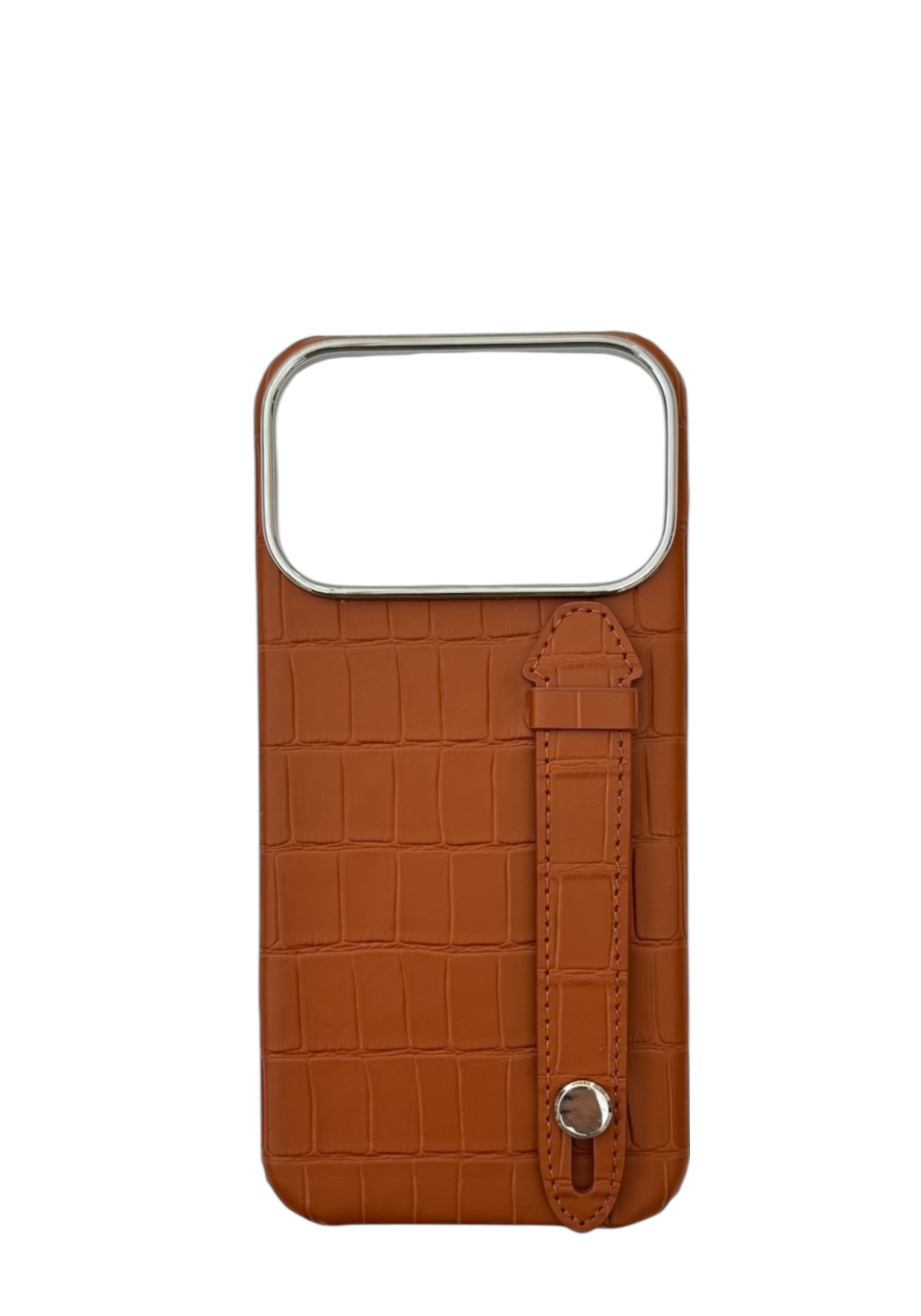 Brown Embossed Crocodile Leather Strap Case