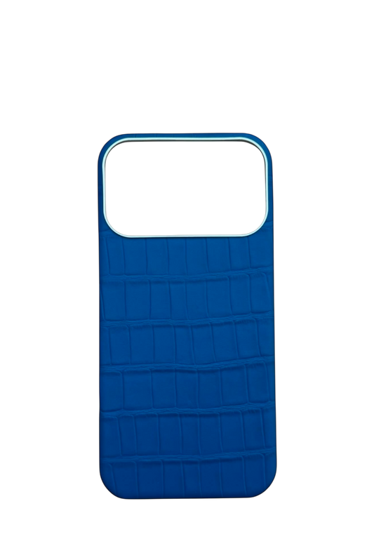 Blue Embossed Crocodile Strapless Case