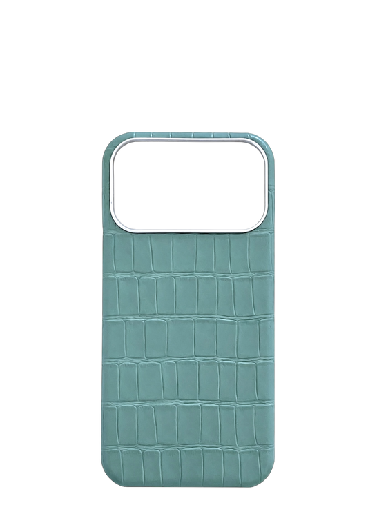 Sky Blue Embossed Crocodile Strapless Case