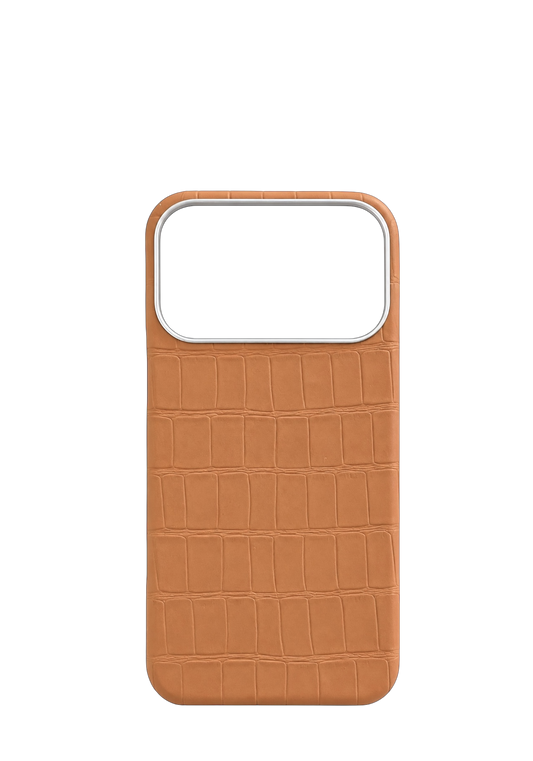 Beige Embossed Crocodile Strapless Case