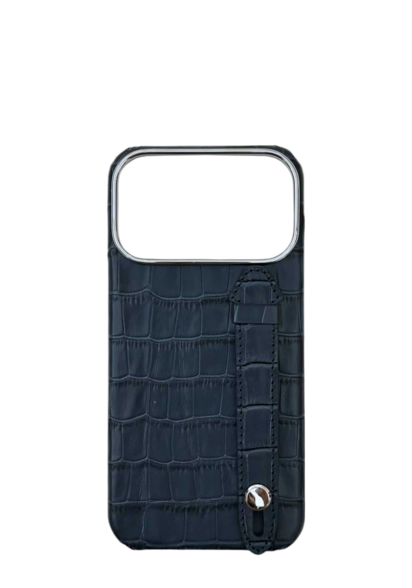 Dark Navy Embossed Crocodile Leather Strap Case