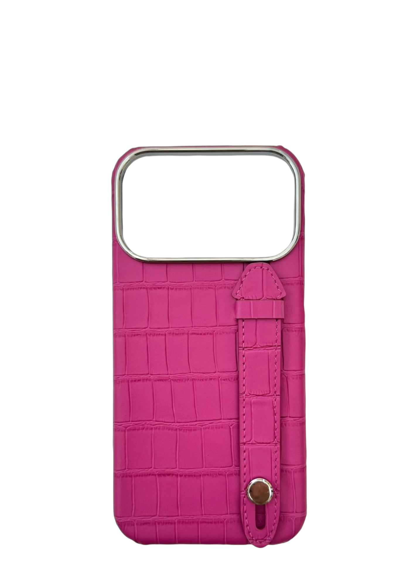 Fuchsia Embossed Crocodile Leather Strap Case