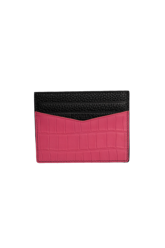 Fuchsia Embossed Crocodile Cardholder